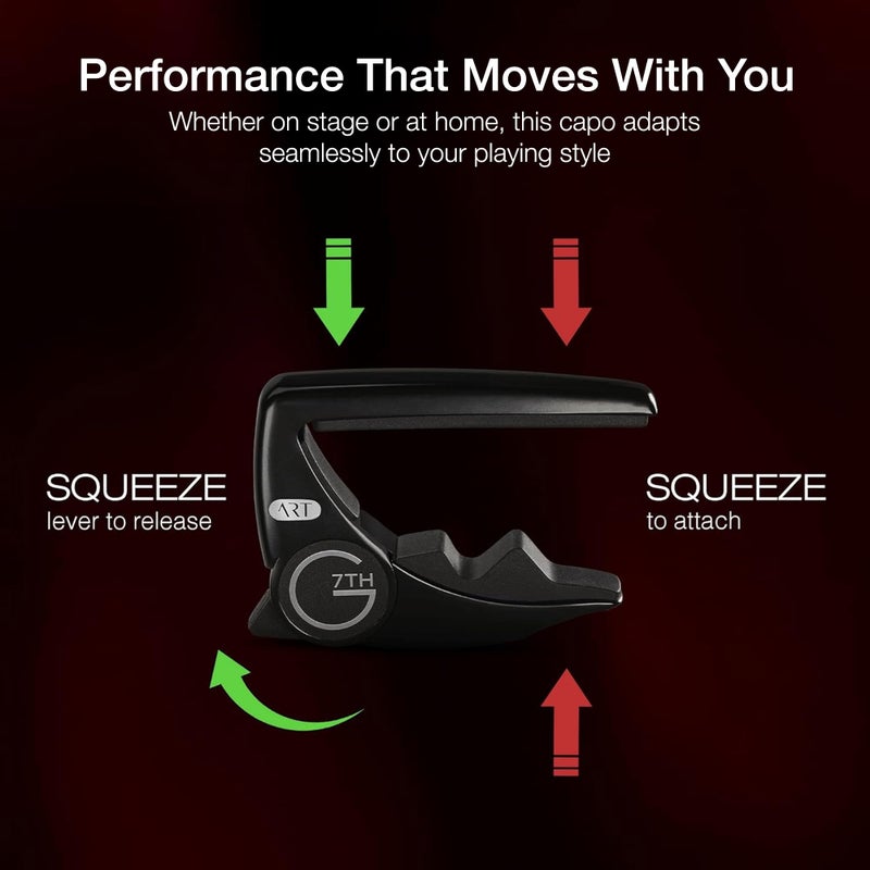 G7th Performance 2 Classical Guitar Capo, Satin Black, Intuitive Tension Control, Protective Silicone Padding, Easy One-handed Operation for Flamenco and Classical Guitars - 62mm - Image 5
